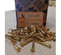 Vite per Legno a Spacco Italiano Testa Piana in OTTONE mm.3,5x30 Pz. 500 MUSTAD