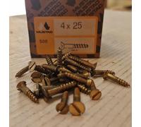 Vite per Legno a Spacco Italiano Testa Piana in OTTONE mm. 4x25 Pz. 500 MUSTAD