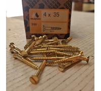 Vite per Legno a Spacco Italiano Testa Piana in OTTONE mm. 4x35 Pz. 200 MUSTAD
