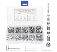 Vite Senza Testa sferica conica da 290 pezzi, set di viti a esagono incassato M3/M4/M5/M6/M8, set di grani, maniglia della porta con grani, con 5 chiavi esagonali
