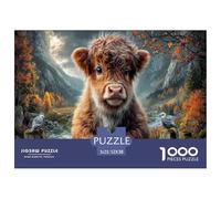 Vitello delle Highlands Puzzle Impossibili 1000 Pezzi Valle di montagna autunnale Decorazione Per La Casa. Giochi Rilassamento E Intelligence Per Adulti E Bambini Da 12 Anni 52x38cm/1000pcs
