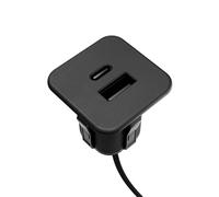Vitello | Hub di ricarica USB 2 in 1 (USB-A & USB-C), per mobili e tavoli, ingresso 12 VDC, uscite 5 V/3 A e 9 V/2,2 A (nero)