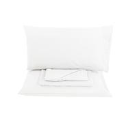 Viterbo Biancheria Completo Letto - Lenzuolo - Sofia - Bianco Tinta Unita 100% Cotone Singolo - 1P Mezza - Matrimoniale - Albergo B&B Hotel (593) (Singolo)