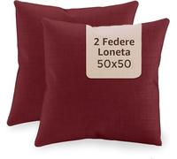 Viterbo Biancheria Coppia Federa Cuscini Cuscino Completo di Imbottitura con Zip per Divano Salotto Made in Italy 42x42Cm - 50x50Cm - 60x60Cm (Bordeaux, 50x50Cm)