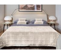 Viterbo Biancheria Copriletto Moderno Lancetti Matrimoniale Primaverile Estivo In Velluto 250x250cm, Trapuntino Made in Italy (Panna)