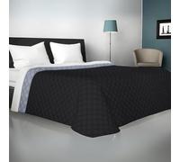 Viterbo Biancheria - Copriletto Una Piazza e Mezza Estivo e Primaverile Leggero 200x250cm, Trapuntino Una Piazza e Mezza Double Face Made in Italy (Una Piazza E Mezzo (882), Grigio/Nero)
