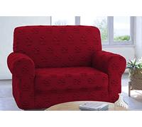 Viterbo Biancheria Flowers - Copridivano 1 Posto con Braccioli in Morbido Tessuto Elasticizzato Piacevole a Contatto con la Pelle, Fodera Copri Divano Anti Macchia ed Antiscivolo (Bordeaux, 1 Posto)