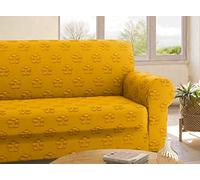Viterbo Biancheria Flowers - Copridivano 3 Posti con Braccioli in Morbido Tessuto Elasticizzato Piacevole a Contatto con la Pelle, Fodera Copri Divano Anti Macchia ed Antiscivolo (Giallo, 3 Posti)