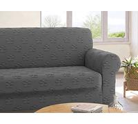 Viterbo Biancheria Flowers - Copridivano 4 Posti con Braccioli in Morbido Tessuto Elasticizzato Piacevole a Contatto con la Pelle, Fodera Copri Divano Anti Macchia ed Antiscivolo (Grigio, 4 Posti)