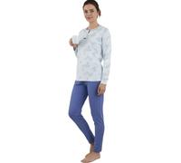 Viterbo Biancheria Pigiama Donna Caldo Cotone Interlock IRI2424 Manica Lunga E Pantalone Lungo Autunno Inverno (Sugar/LT Blue, L)