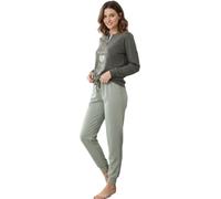 Viterbo Biancheria Pigiama Donna Caldo Cotone Interlock MII2418 Manica Lunga E Pantalone Lungo Autunno Inverno (Green/Verde Salvia, S)