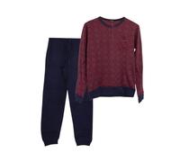 Viterbo Biancheria Pigiama Uomo Caldo Cotone Interlock LMW00144 Manica Lunga Pantalone Lungo Autunno Inverno (Navy/UVA, M)