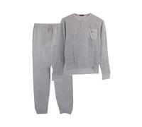 Viterbo Biancheria Pigiama Uomo Caldo Cotone Interlock LMW00144 Manica Lunga Pantalone Lungo Autunno Inverno (Antracite Mel/Grigio, XL)