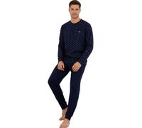 Viterbo Biancheria Pigiama Uomo Caldo in Cotone Interlock IRI2399 Manica Lunga Autunno Inverno (Blu Scuro, L)