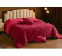 Viterbo Biancheria Piumone Trapunta In Morbido E Soffice Coral Cinigliata Double Face Con 2 Cuscini Made In Italy (Bordeaux/Rosso, Matrimoniale, (260x260CM))
