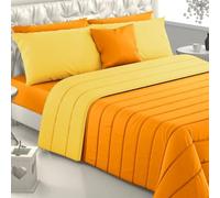 Viterbo Biancheria Piumone Una Piazza e Mezza, Trapunte Invernali Piazza e Mezza Made in Italy Imbottitura di 300 GR/MQ, Coperta Copriletto (Arancio/Giallo, 1 Piazza E Mezzo)