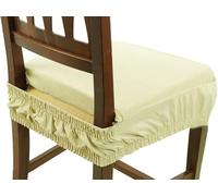 Viterbo Biancheria Set 6 Cuscini Sedia - Coprisedia Imbottiti - Vesto Molla - Con Elastico - Tinta Unita - Imbottiti - Made in Italy (Beige)