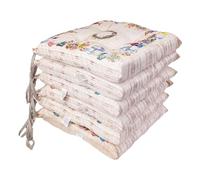 Viterbo Biancheria Set 6 Cuscini Sedia Coprisedia Pasqua Pasquali 4 Punti Imbottiti Con Lacci (Beige)
