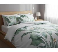 Viterbo Biancheria Set Parure Copripiumino in Microfibra Matrimoniale Chiusura con 6 Bottoni 250x200CM A Fantasia Made in Italy (Foglia Green)