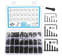 Viti a esagono incassato, 1080 pezzi M2 M3 M4 Vite a esagono incassato in acciaio al carbonio con dadi e rondelle, kit assortimento viti macchina viti filettate
