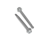 Viti a foratura 6,3 x 150, 50 pezzi, testa esagonale con flangia, forma K, viti a chiave, in acciaio inox A2/V2A, viti autofilettanti DIN 7504/ISO 15480, antiruggine