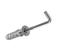 Viti a gancio a forma di L con tasselli da muro M8 e 4.5x55mm viti ad angolo, viti autofilettanti piegate a 90 gradi e fissaggi in nylon, tasselli ad espansione e ganci quadrati (25 pezzi)