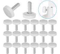 Viti a pollice zigrinate filettate M4 - 20 pezzi viti bianche M4 10mm Bulloni a impugnatura rotonda Viti a testa piatta, impugnatura a vite zigrinata per montaggio viti a pollice, bottoni di