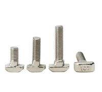 Viti a pressione con intaglio a T, Bulloni a testa T M5 M6 M8 da 10 pezzi 12-35mm for profili in alluminio 20-45 in acciaio nichelato(3030-M6-16mm)