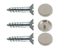 Viti a specchio con tappo decorativo, 19 mm, viti a specchio piatte cromate, viti a specchio, set di montaggio per tavoli, piatti da bagno, armadi, cartelli in vetro, confezione da 8.