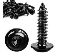 Viti a testa bombata nere, M3 x 20 mm, 60 pezzi, colore nero, zincate, a testa piatta, autofilettanti con disco per pannelli acustici 304, in acciaio inox