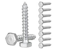 Viti a testa esagonale M10 x 60mm, bulloni di ancoraggio in acciaio zincato per fissaggio del legno, viti pesanti per mobili e progetti esterni, fissaggio a parete, confezione da 10