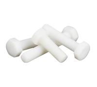 Viti a testa esagonale M8 x 25 mm, in nylon bianco, dadi esagonali in plastica, filettatura completa, in nylon, 30 pezzi