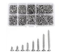 Viti a testa piatta a croce M2 da 800 pezzi, viti a testa piatta in acciaio al carbonio placcato da 4 mm a 20 mm, viti autofilettanti, kit assortimento di viti for legno