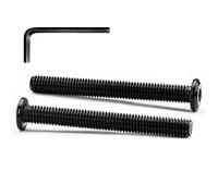 Viti a testa piatta M6 x 100 mm a testa piatta con esagono incassato per mobili, in acciaio inox 18-8 (304), ossido nero, vite con connettore svasato, filettatura completa, 20 pezzi (con chiave