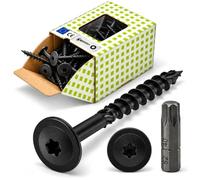 Viti a testa piatta nere, 8 x 80 mm, 50 pezzi, con bit per legno, Torx, per costruzioni in legno, per costruzioni in legno