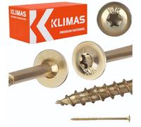 KLIMAS Viti per Legno Torx - Viti a Testa Piatta TX Giallo - Viti per Legno a Testa Piatta - Set di Viti Torx - Viti per Costruzione Tetto - 10 x 200 (25 pz.)