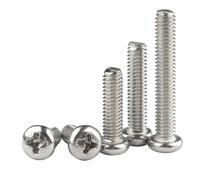 Viti a testa tonda a croce in acciaio inossidabile, vite per riparazione mobili, vite a macchina, argento, M1,4x18 mm, 50 pz