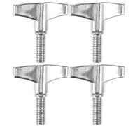 Viti ad ala per tamburi 4 pezzi Staffa in metallo Dadi ad ala Vite ad ala Dadi per tamburo Accessori a rullo Set da 4 pezzi Filo superiore Argento Metallo Drum Piatto Stand Dado ad ala