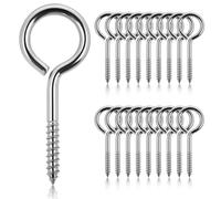 Viti ad occhiello in acciaio inox, 65 mm, 18 pezzi, occhielli a vite per | portata 2000 N, antiruggine, adatta per legno, ganci a vite, scatola inclusa