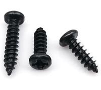 Viti autofilettanti, 50pcs M2 M3 M4 Stainless Steel Black Carbon Cross Head Self Tapping Screw(Black Steel,10MMM4)