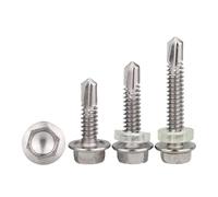 Viti autofilettanti a coda di rondine Viti autoperforanti a testa esagonale in acciaio inossidabile 410 M4.2-M4.8x13-38mm argento 50 pezzi(19MM-M4.2)