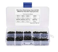 Viti autofilettanti Crosse, 400 Pezzi Nero M2/M2.6 Viti autofilettanti a Testa cilindrica con Impronta a Croce Set Kit assortimento