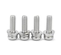Viti combinate in acciaio inossidabile 304, tre viti combinate a testa tonda, viti combinate a testa bombata-M6 * 16 (5 capsule)