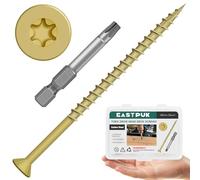 Viti da 10 cm, viti per legno # 10 x 4, 40 pezzi, 0,5 kg, resistenti alla ruggine, viti per esterni rivestite in resina epossidica, viti Torx/a stella, punta a stella T25 inclusa, marrone chiaro