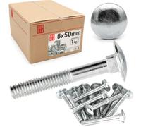 - Viti da serratura con quattro angoli - M5x50 - 1 kg (109 pezzi) - Viti a testa piatta - Filettatura completa - Viti per cerniere - Viti a testa a fungo - Acciaio zincato