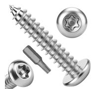 Viti di sicurezza Torx per lamiera da 2,5 cm, 50 pezzi | Con punta T25, in acciaio inox 304, resistente alle manomissioni, perno in Torx, autofilettante, per targa di sicurezza