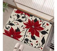 Viti Fiori Zerbino Tappeto Asciugapassi Rettangolare Zerbino Antiscivolo Elegante Sofisticato Per Ingresso, Interno Esterno Per Casa O Ufficio - Rosso, 45 X 75 Cmmorbido, Lavabile In Lavatrice