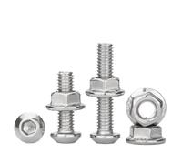 Viti Flangiate M2.5 M3 M4 M5 304 A2 Round Stainless Steel Button Head Hex Hexagon Socket Allen Screw Bolt Flange Nuts Combination Kit Set(40mm,M5-5pcs)