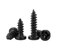 Viti inossidabili, 100 pz M2 .3 Lunghezza 3-20mm In Acciaio Nero Piccolo Phillips Croce Piatta Tonda Vite Autofilettante a Testa Pan(7mm,M2 x100pcs)