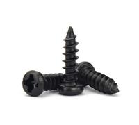 Viti inossidabili, 5/10 pz M6.3 Lunghezza 13-55mm Nero In Acciaio Inox 304 Croce Phillips Pan Testa Tonda Vite Autofilettante for legno(25mm,(5pcs) M6.3)